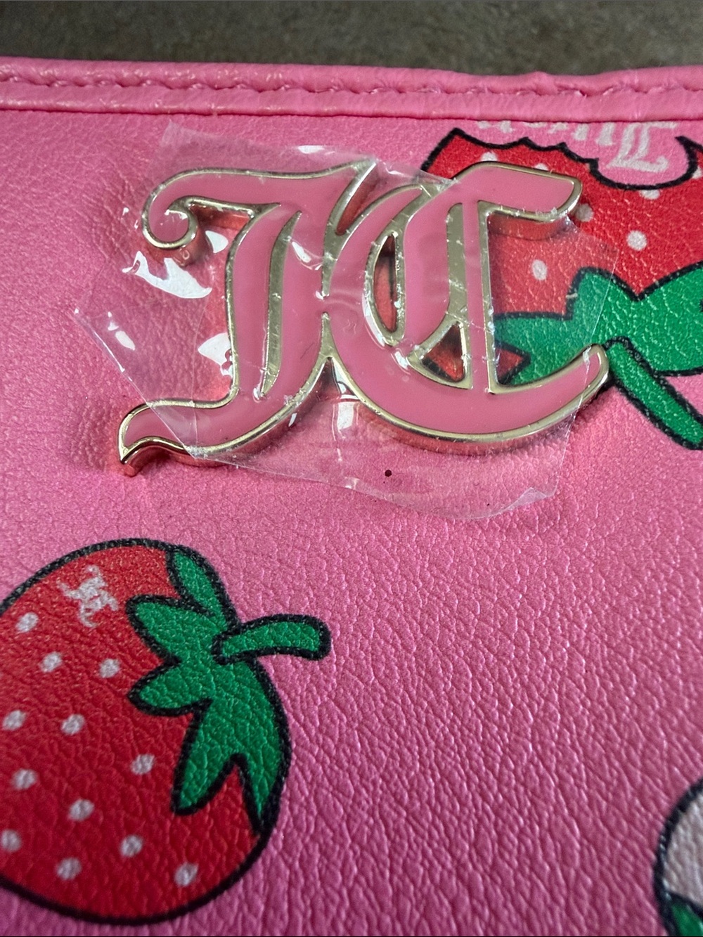 Juicy Couture Pink Strawberry Print Wallet with Gold Chain - Picture 2 of 8